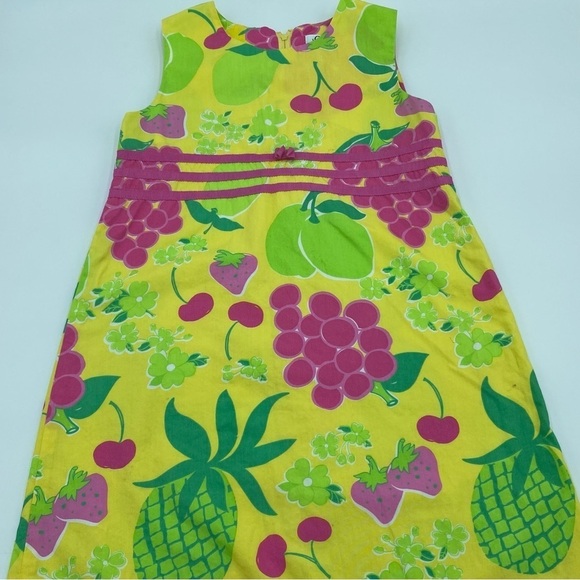 Lilly Pulitzer Other - Lilly Pulitzer Girls Yellow & Pink Cotton Fruit & Flowers Dress- 7